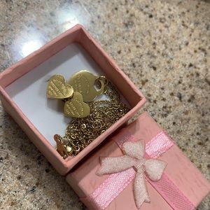 Heart return to 18k goldplated necklace earrings